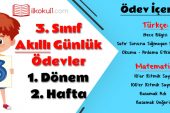3. Sınıf Günlük Ödevler 1. Dönem 2. Hafta