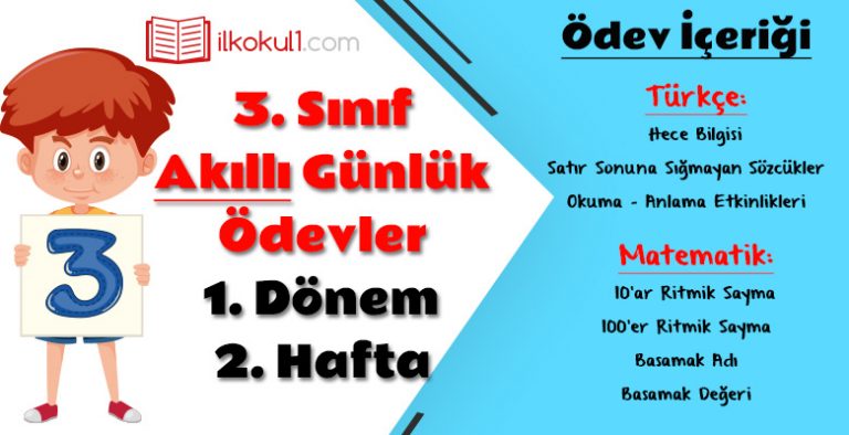 3. Sınıf Günlük Ödevler 1. Dönem 2. Hafta
