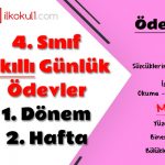 4. Sınıf Günlük Ödevler 1. Dönem 2. Hafta