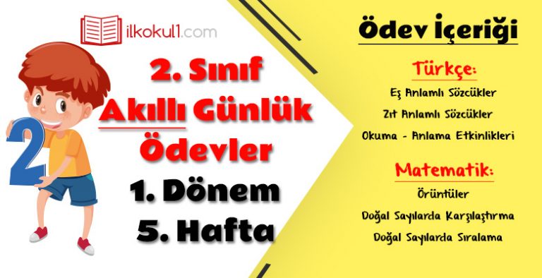 2. Sınıf Günlük Ödevler 1. Dönem 5. Hafta 2. Sınıf Günlük Ödevler 1. Dönem 5. Hafta
