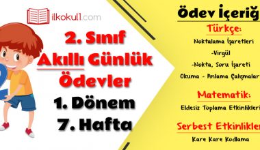 2. Sınıf Günlük Ödevler 1. Dönem 7. Hafta