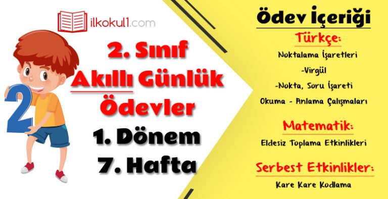 2. Sınıf Günlük Ödevler 1. Dönem 7. Hafta