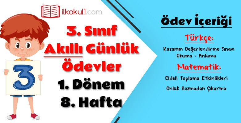 3. Sınıf Günlük Ödevler 1. Dönem 8. Hafta