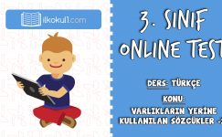 3. Sınıf Türkçe -VARLIKLARIN YERİNE KULLANILAN KELİMELER 2- Online Test