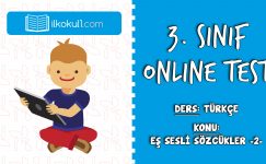 3. Sınıf Türkçe -EŞ SESLİ SÖZCÜKLER 2- Online Test