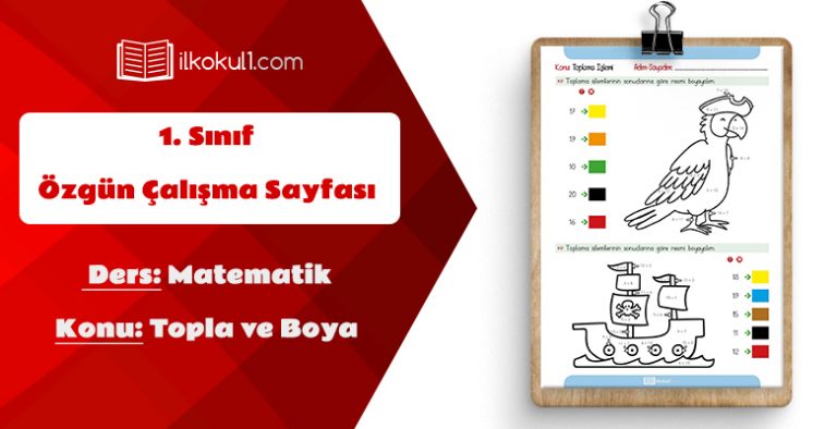 1. Sınıf Matematik Toplama ve Boya Etkinlik Sayfası