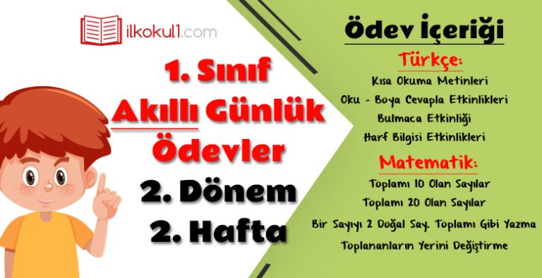 1. Sınıf Günlük Ödevler 2. Dönem 2. Hafta