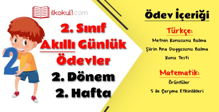 2. Sınıf Günlük Ödevler 2. Dönem 2. Hafta 2. Sınıf Günlük Ödevler 2. Dönem 2. Hafta