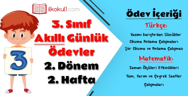 3. Sınıf Günlük Ödevler 2. Dönem 2. Hafta