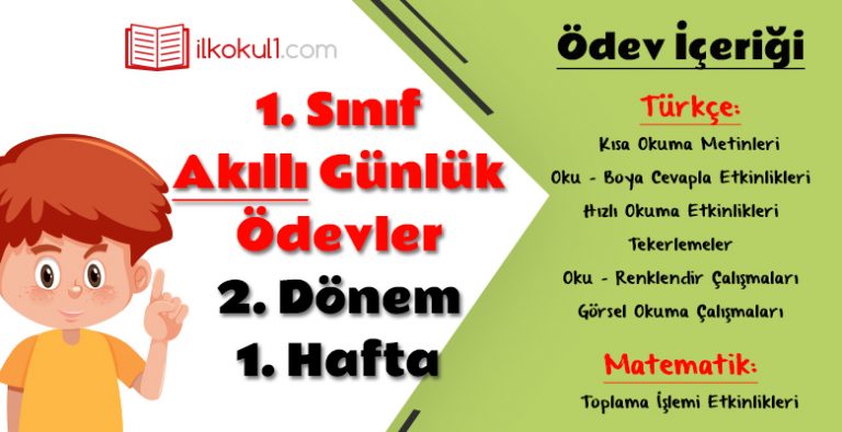 1. Sınıf Günlük Ödevler 2. Dönem 1. Hafta 1. Sınıf Günlük Ödevler 2. Dönem 1. Hafta