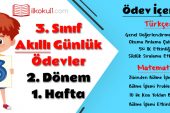 3. Sınıf Günlük Ödevler 2. Dönem 1. Hafta