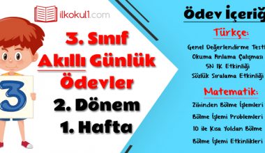 3. Sınıf Günlük Ödevler 2. Dönem 1. Hafta