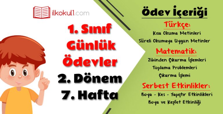 1. Sınıf Günlük Ödevler 2. Dönem 7. Hafta 1. Sınıf Günlük Ödevler 2. Dönem 7. Hafta