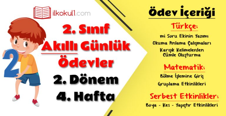 2. Sınıf Günlük Ödevler 2. Dönem 4. Hafta