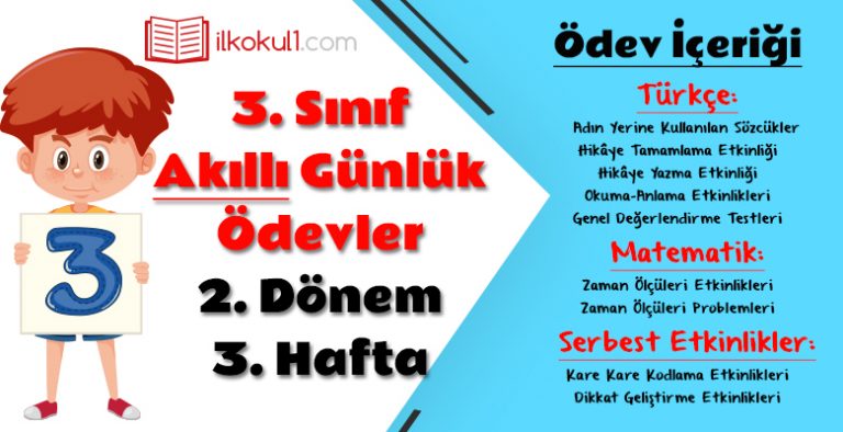 3. Sınıf Günlük Ödevler 2. Dönem 3. Hafta