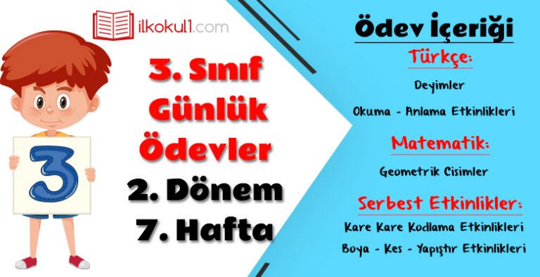 3. Sınıf Günlük Ödevler 2. Dönem 7. Hafta