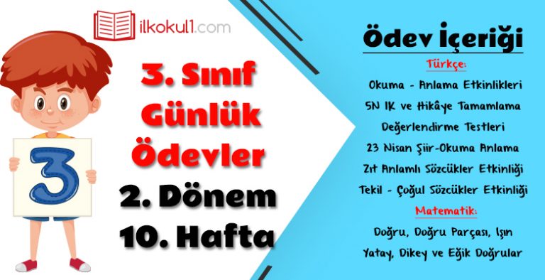 3. Sınıf Günlük Ödevler 2. Dönem 10. Hafta