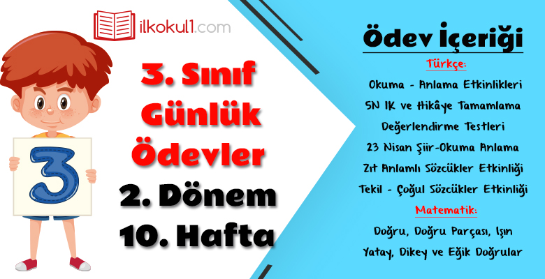 3. Sınıf Günlük Ödevler 2. Dönem 10. Hafta