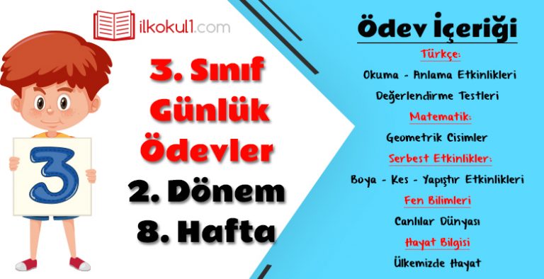 3. Sınıf Günlük Ödevler 2. Dönem 8. Hafta