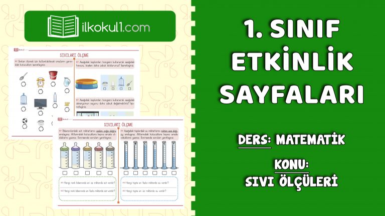1. Sınıf Sıvı Ölçüleri Konu Anlatımı ve Etkinlik Sayfaları