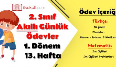 2. Sınıf Günlük Ödevler 1. Dönem 13. Hafta