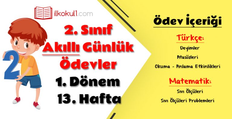 2. Sınıf Günlük Ödevler 1. Dönem 13. Hafta