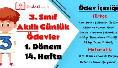 3. Sınıf Günlük Ödevler 1. Dönem 14. Hafta