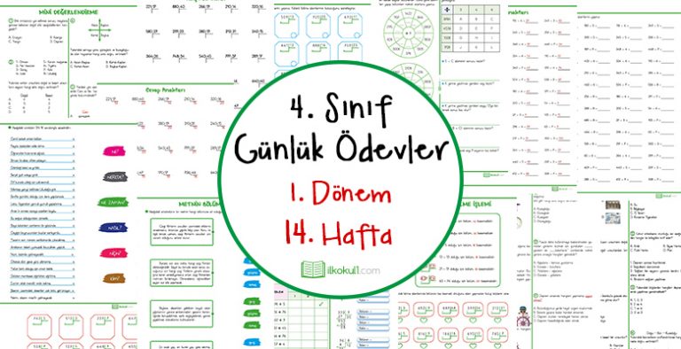 4. Sınıf Günlük Ödevler 1. Dönem 14. Hafta 4. Sınıf Günlük Ödevler 1. Dönem 14. Hafta