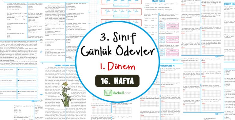 3. Sınıf Günlük Ödevler 1. Dönem 16. Hafta 3. Sınıf Günlük Ödevler 1. Dönem 16. Hafta