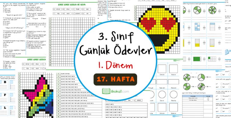3. Sınıf Günlük Ödevler 1. Dönem 17. Hafta