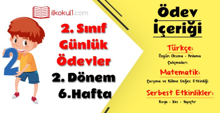 2. Sınıf Günlük Ödevler 2. Dönem 6. Hafta