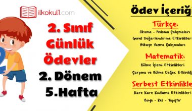 2. Sınıf Günlük Ödevler 2. Dönem 5. Hafta