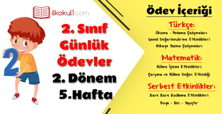 2. Sınıf Günlük Ödevler 2. Dönem 5. Hafta