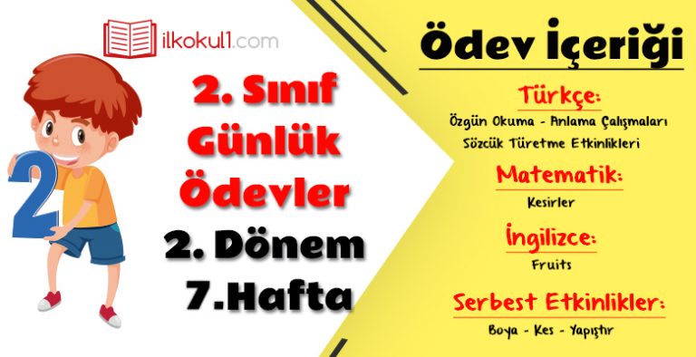 2. Sınıf Günlük Ödevler 2. Dönem 7. Hafta 2. Sınıf Günlük Ödevler 2. Dönem 7. Hafta