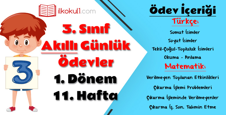 3. Sınıf Günlük Ödevler 1. Dönem 11. Hafta