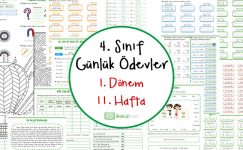 4. Sınıf Günlük Ödevler 1. Dönem 11. Hafta