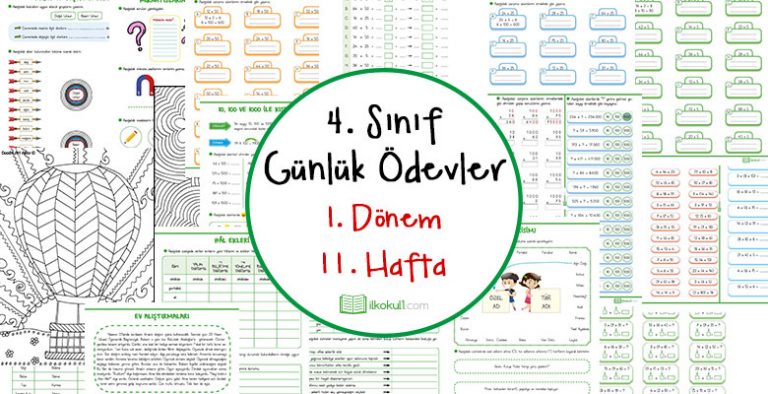 4. Sınıf Günlük Ödevler 1. Dönem 11. Hafta