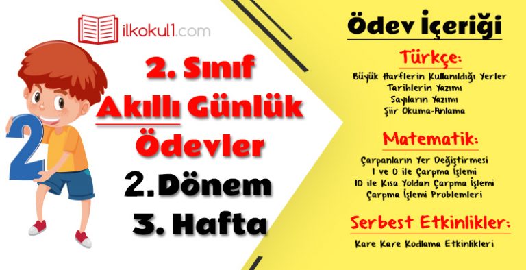 2. Sınıf Günlük Ödevler 2. Dönem 3. Hafta